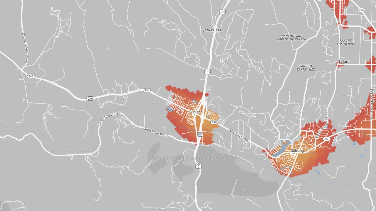 Transit Grade map of 93427, CA