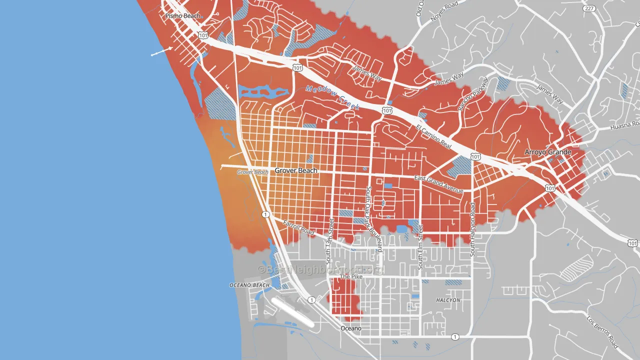 Transit Grade map of 93433, CA