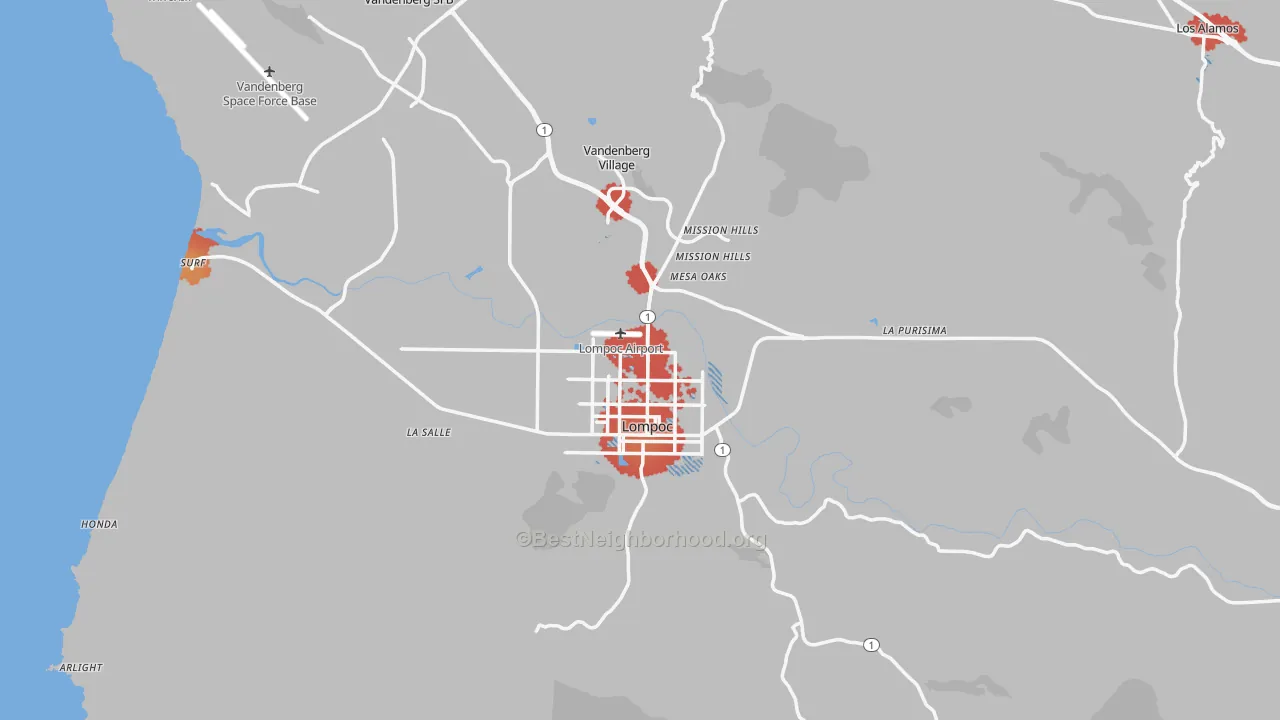 Transit Grade map of 93436, CA