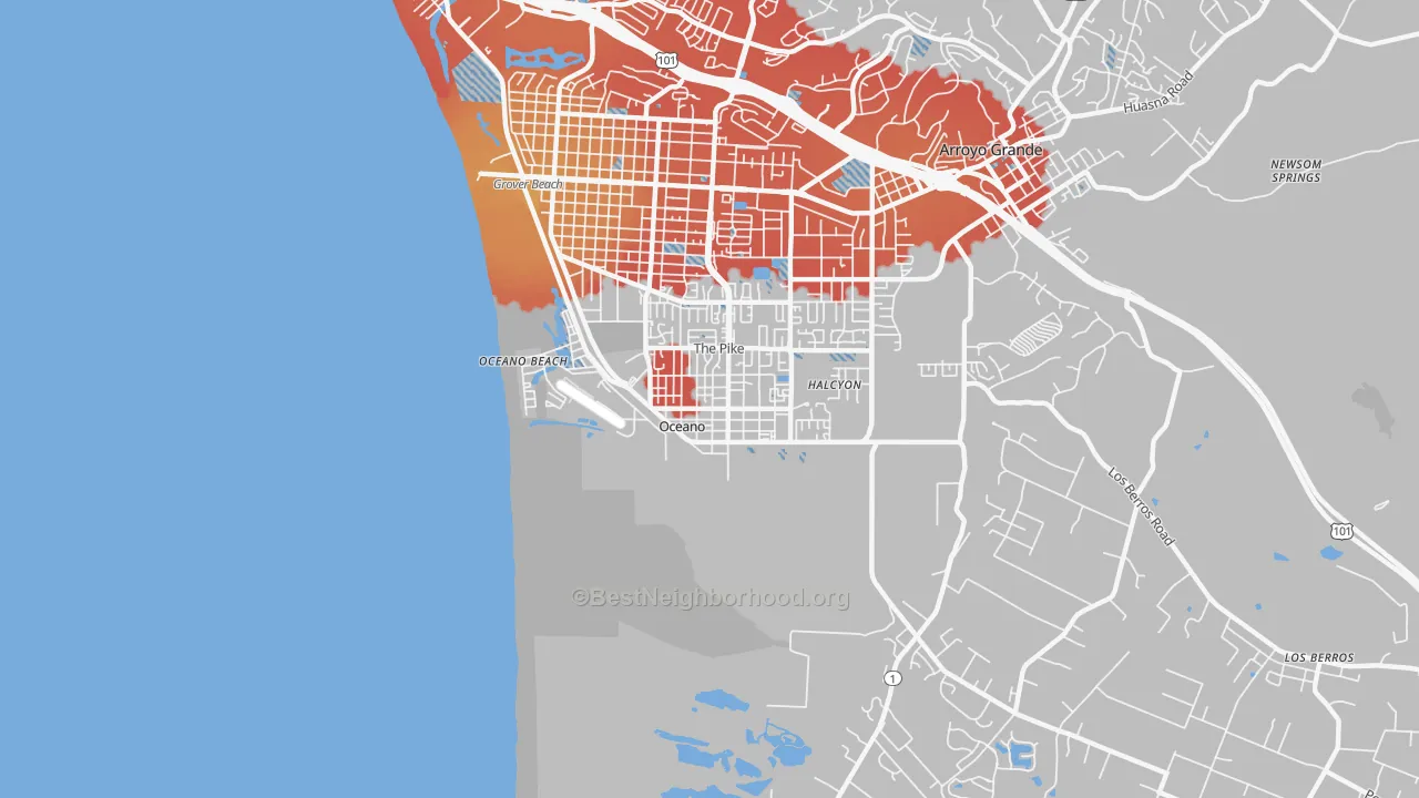 Transit Grade map of 93445, CA