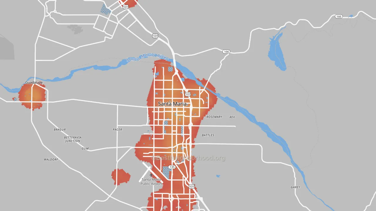Transit Grade map of 93454, CA