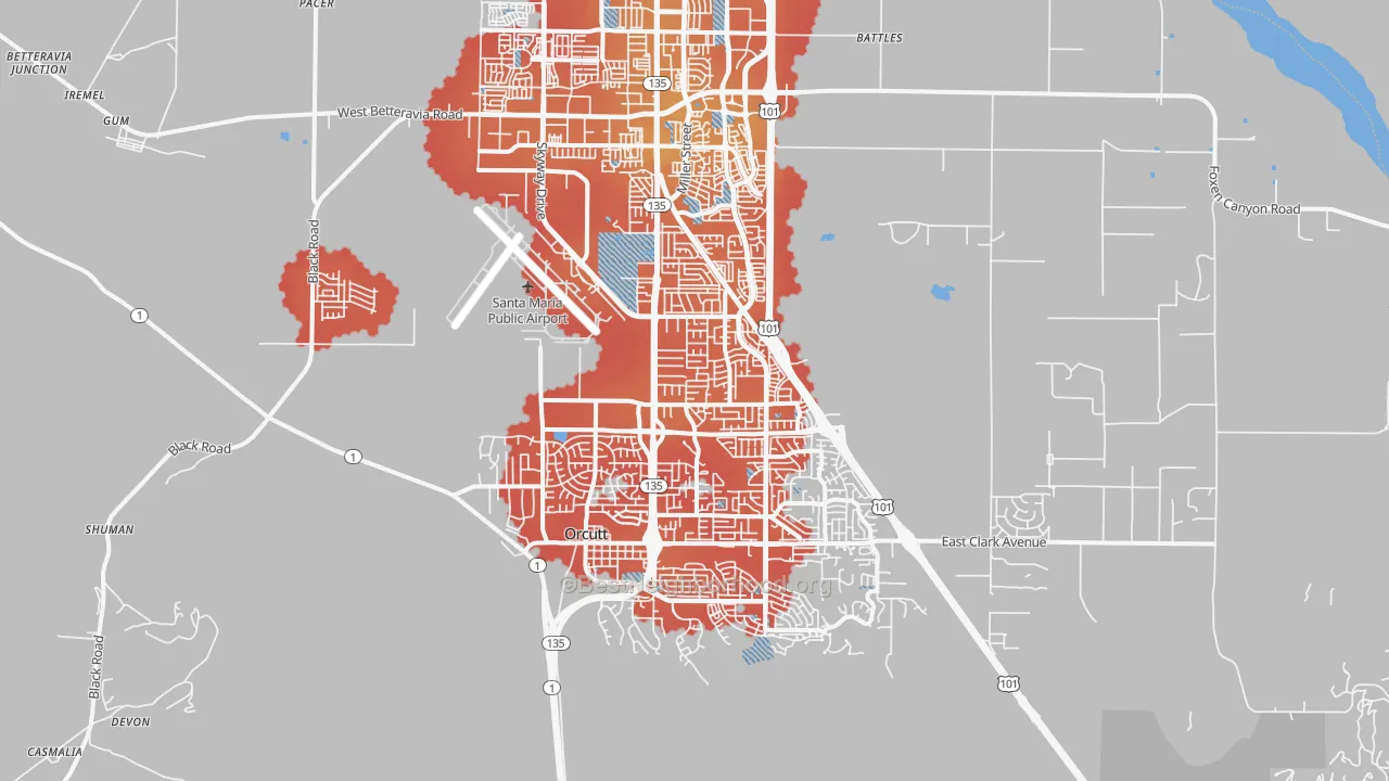 Transit Grade map of 93455, CA