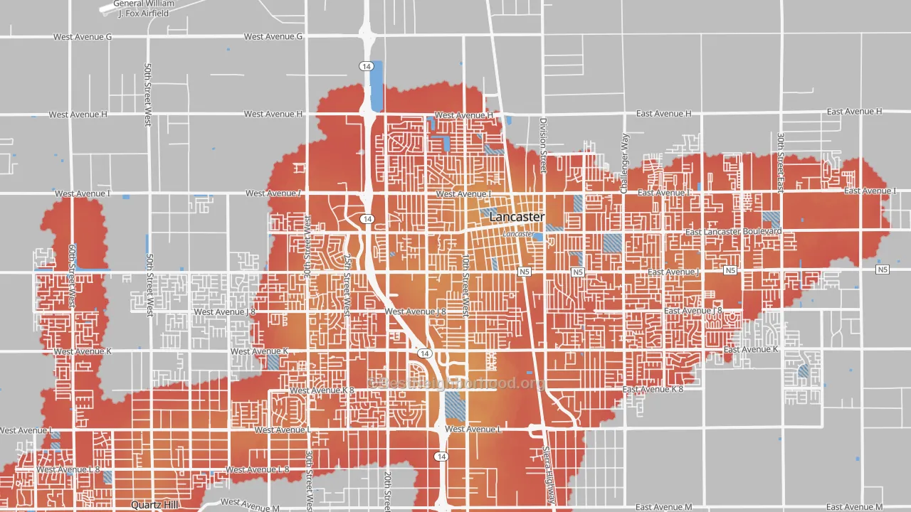 Transit Grade map of 93534, CA