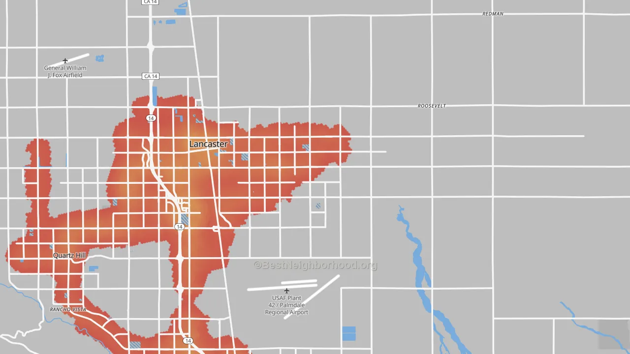 Transit Grade map of 93535, CA