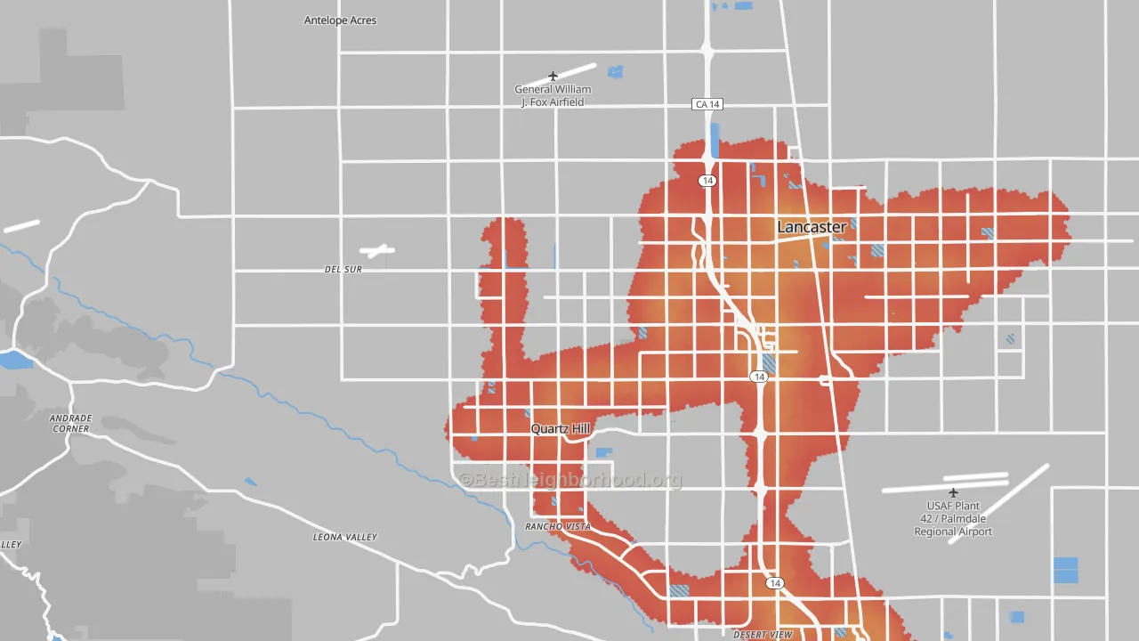 Transit Grade map of 93536, CA