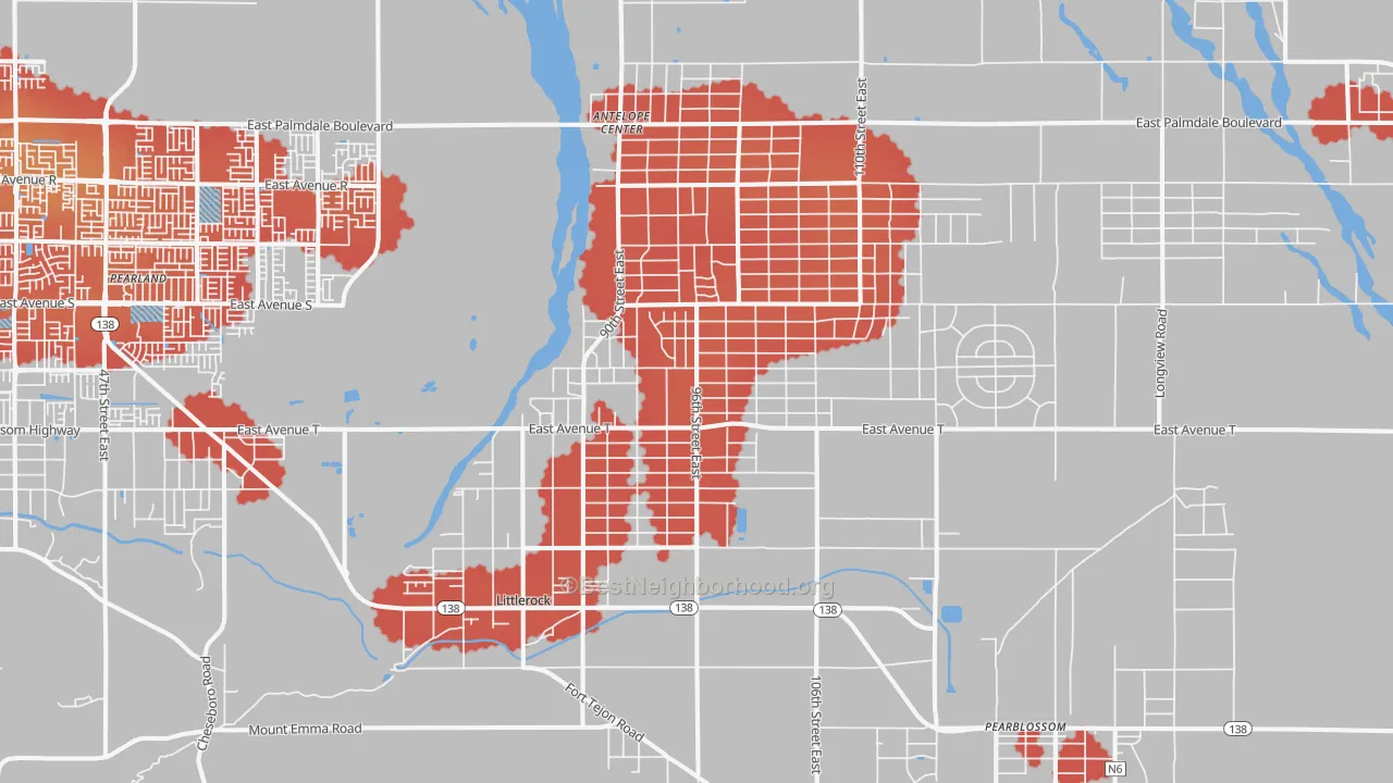 Transit Grade map of 93543, CA