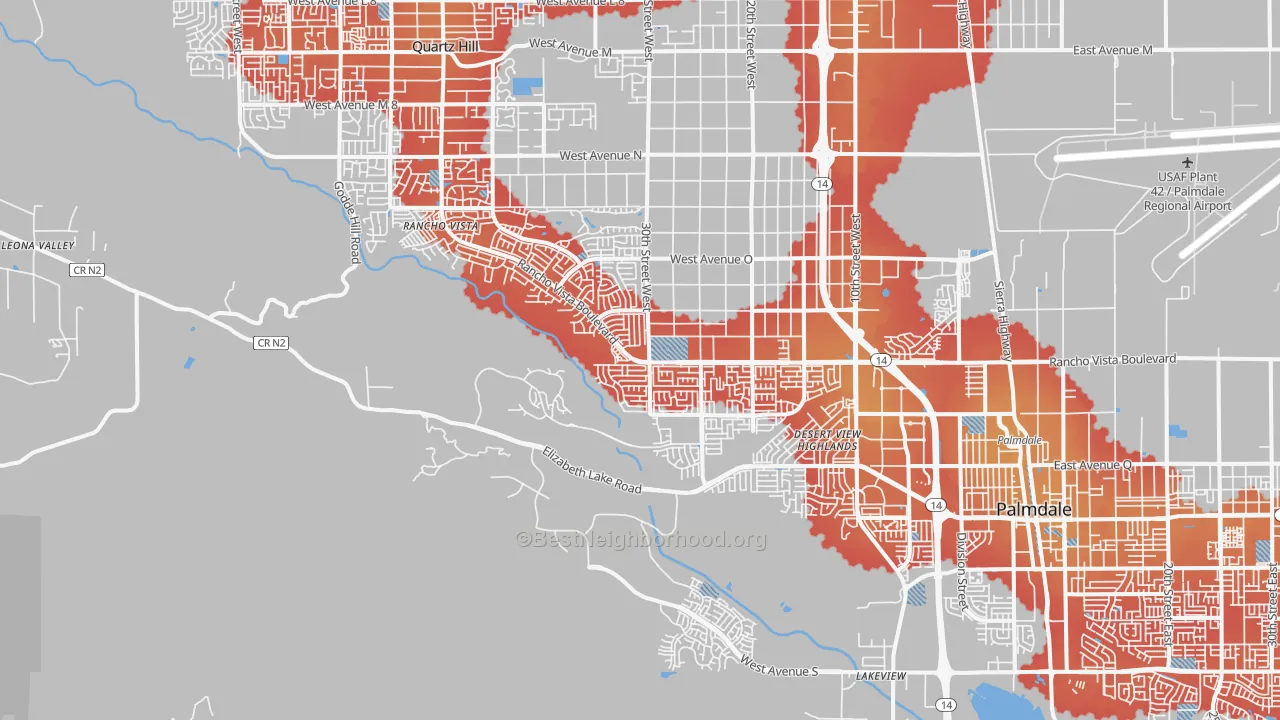 Transit Grade map of 93551, CA
