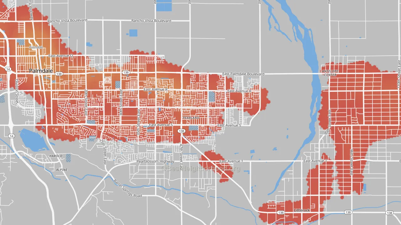 Transit Grade map of 93552, CA
