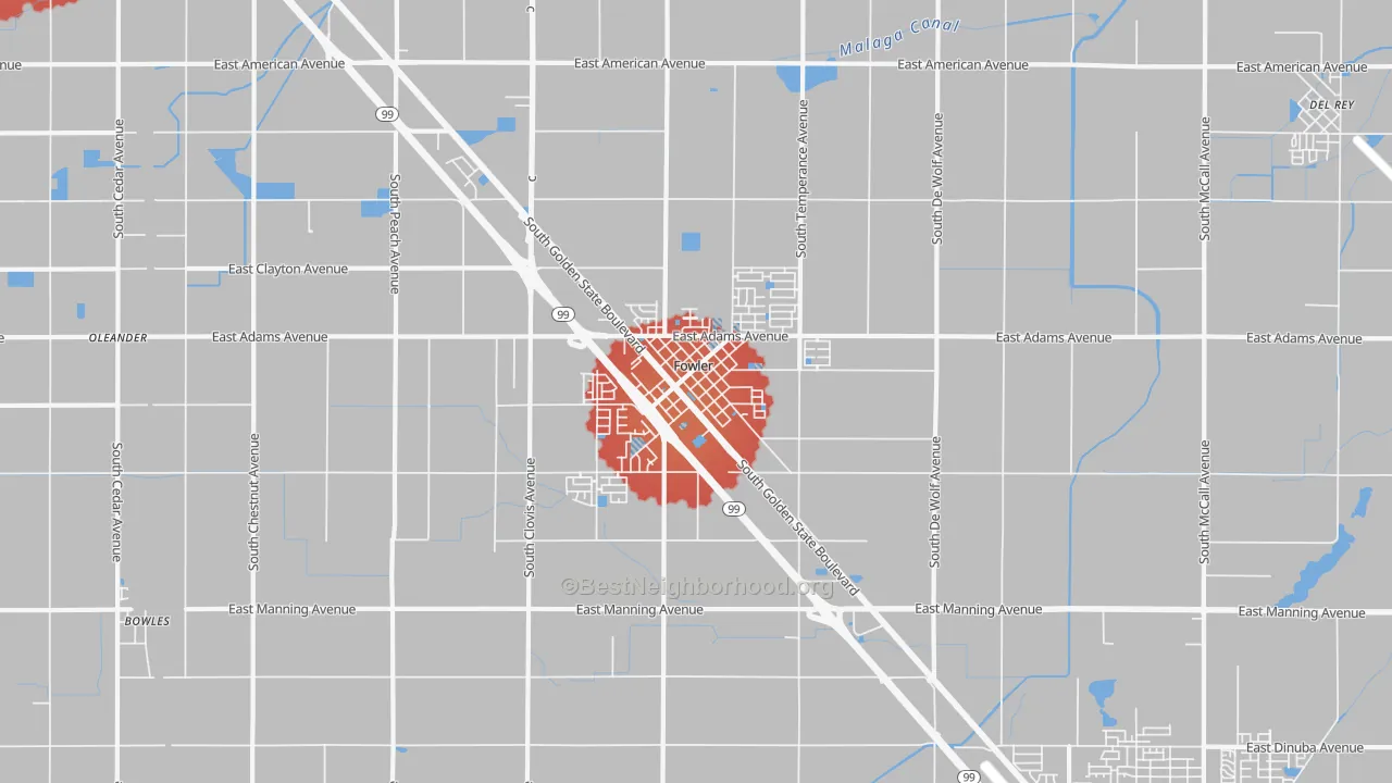 Transit Grade map of 93625, CA