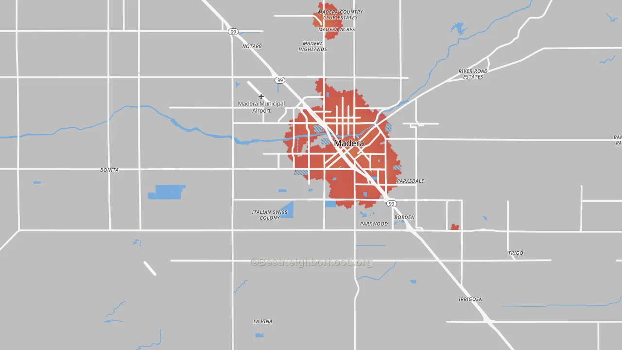 Transit Grade map of 93637, CA