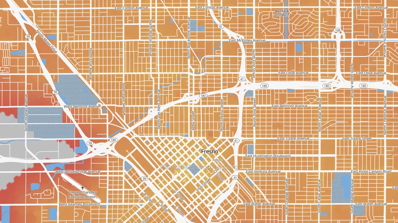 Transit Grade map of 93701, CA