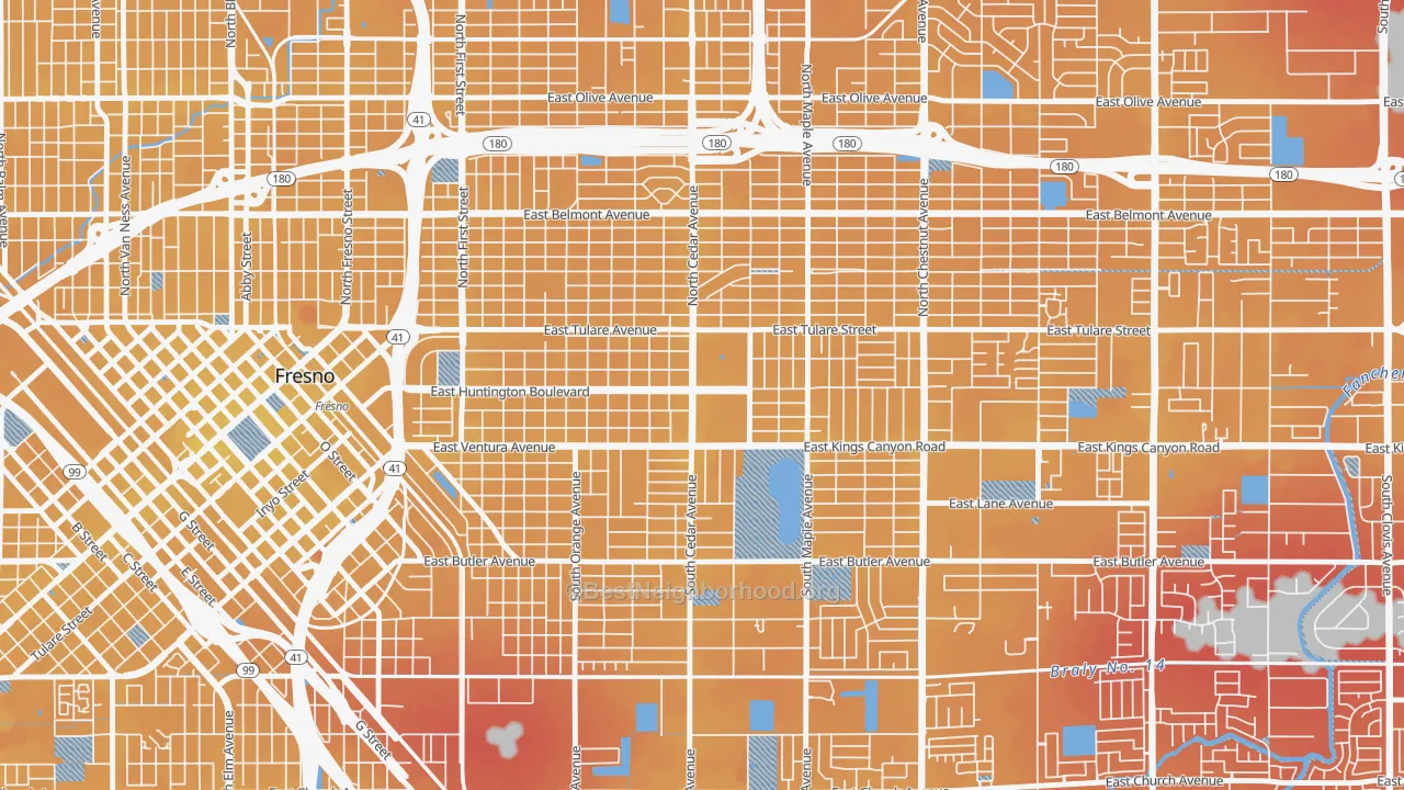 Transit Grade map of 93702, CA