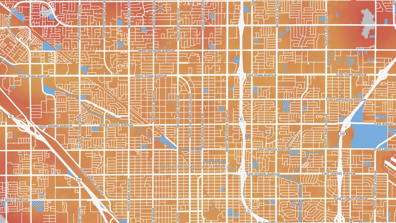 Transit Grade map of 93704, CA