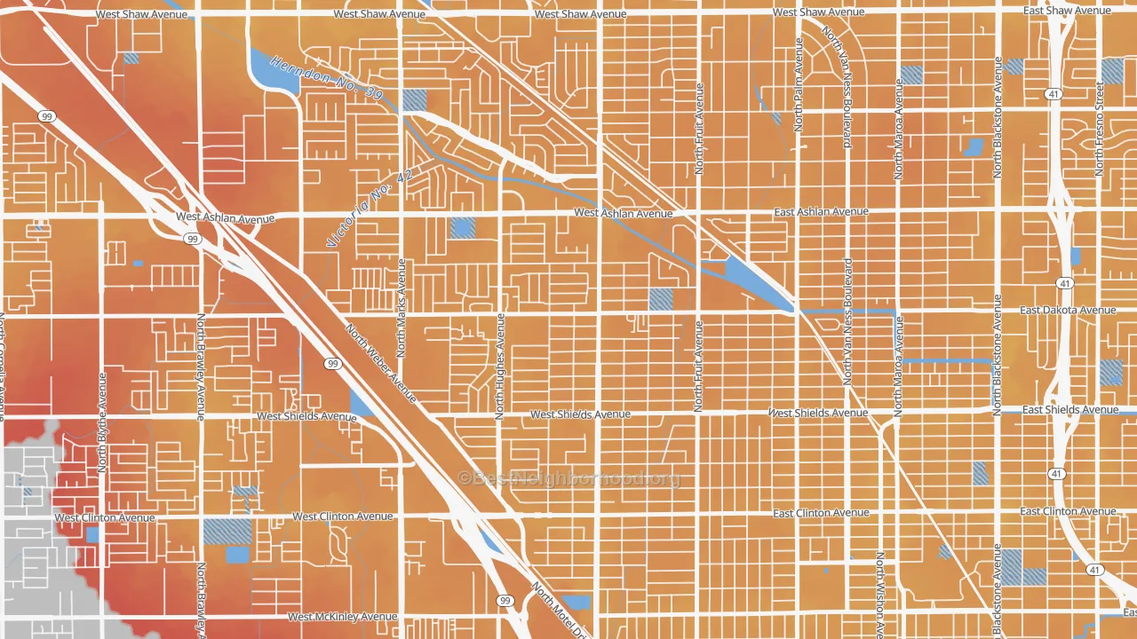 Transit Grade map of 93705, CA