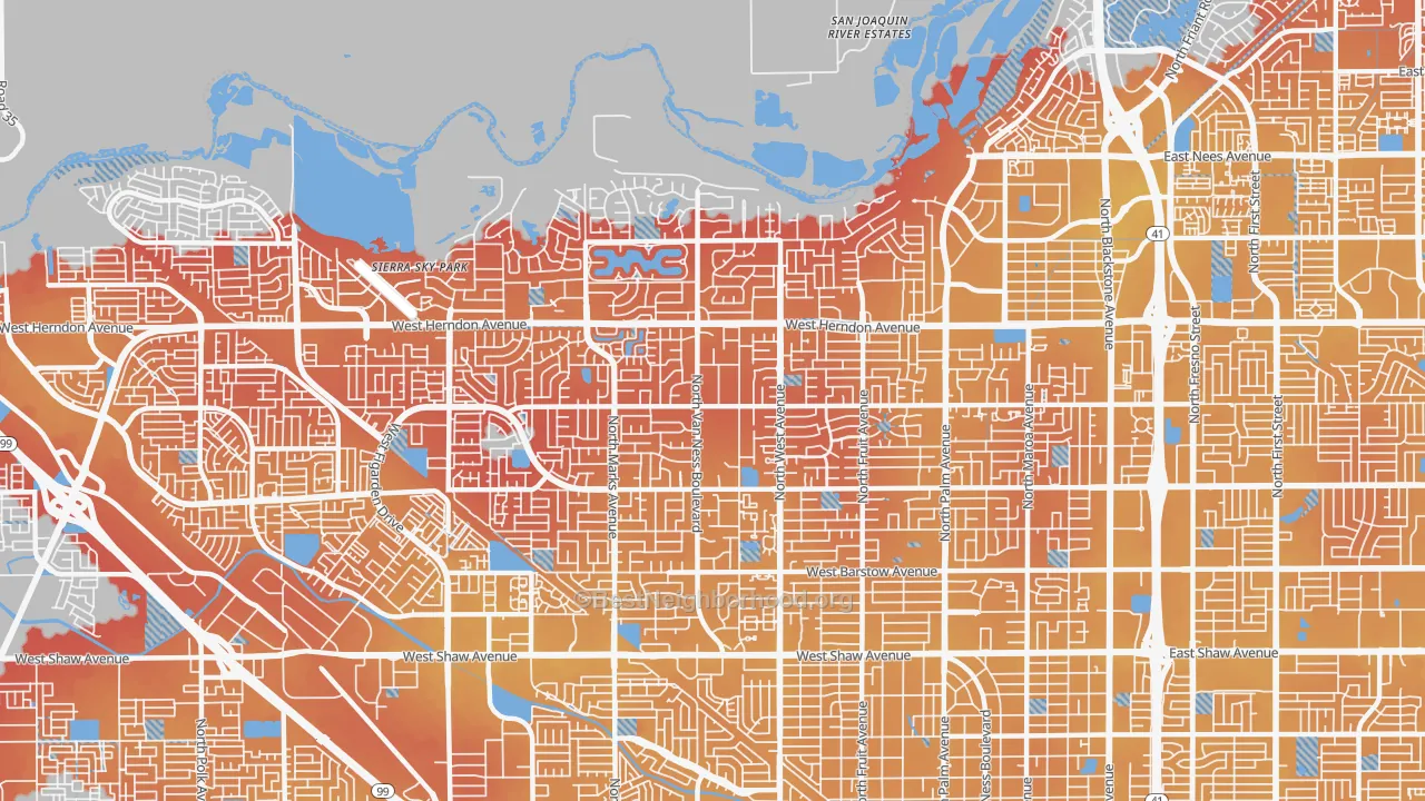 Transit Grade map of 93711, CA