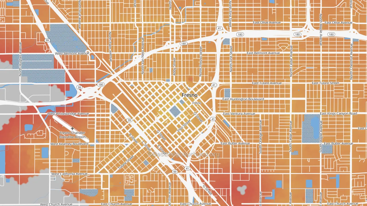 Transit Grade map of 93721, CA