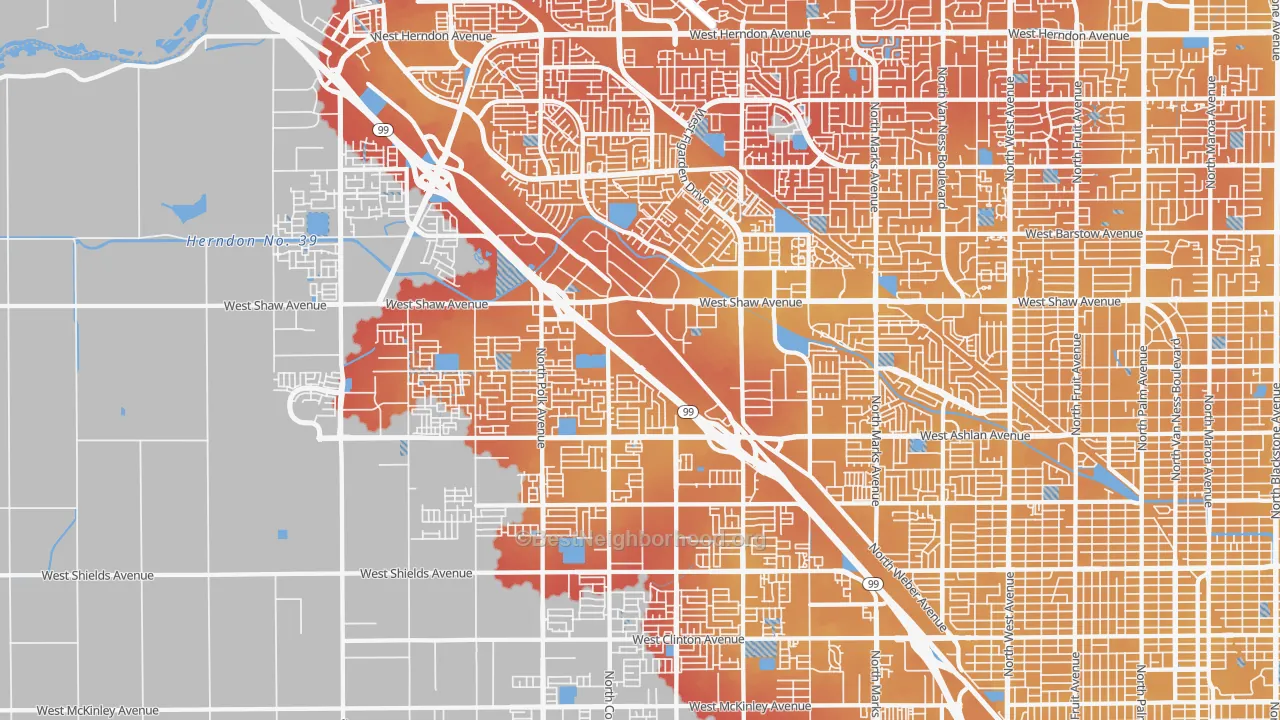 Transit Grade map of 93722, CA