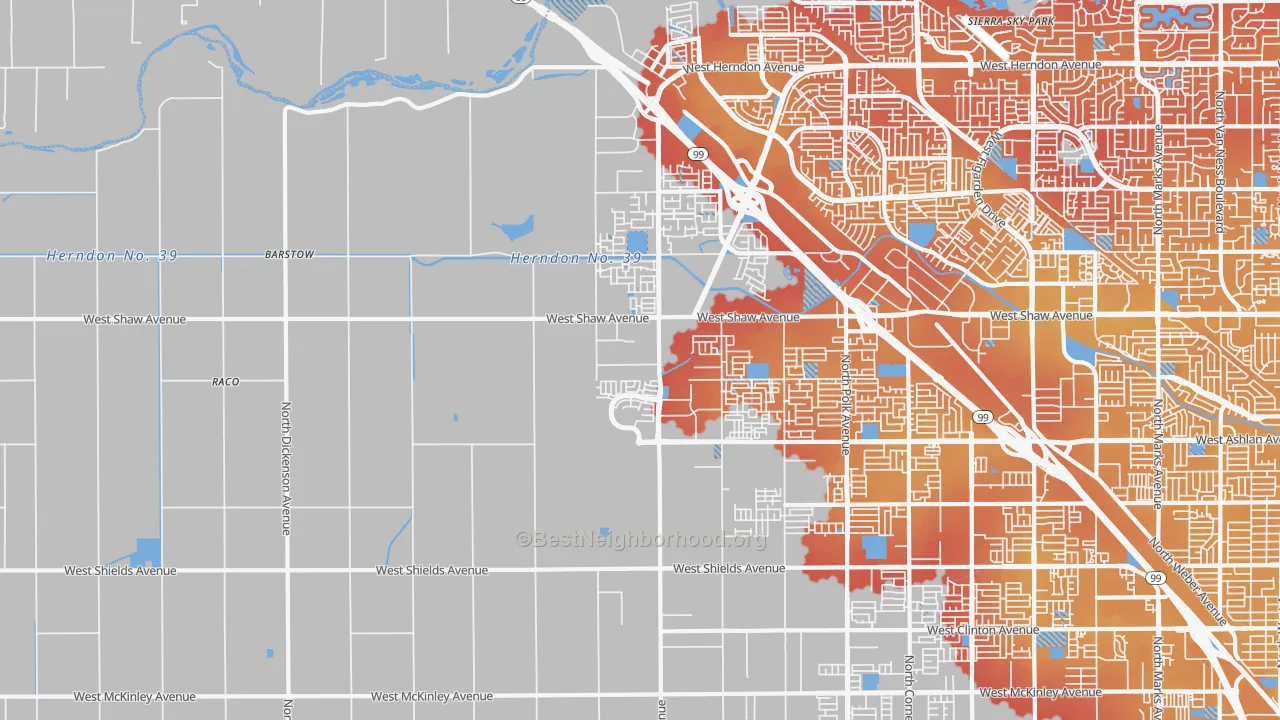 Transit Grade map of 93723, CA