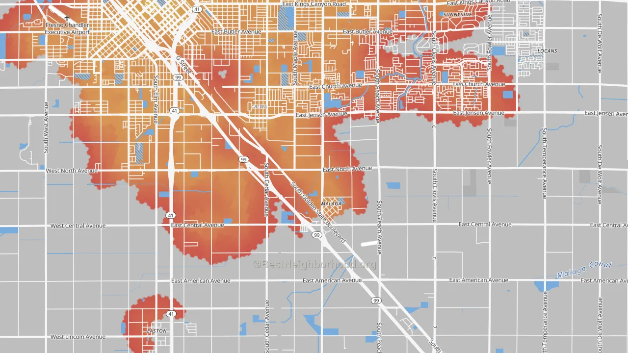 Transit Grade map of 93725, CA