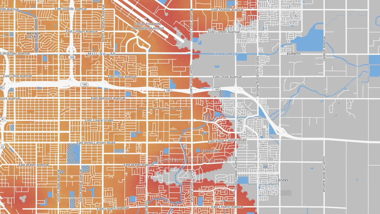 Transit Grade map of 93727, CA