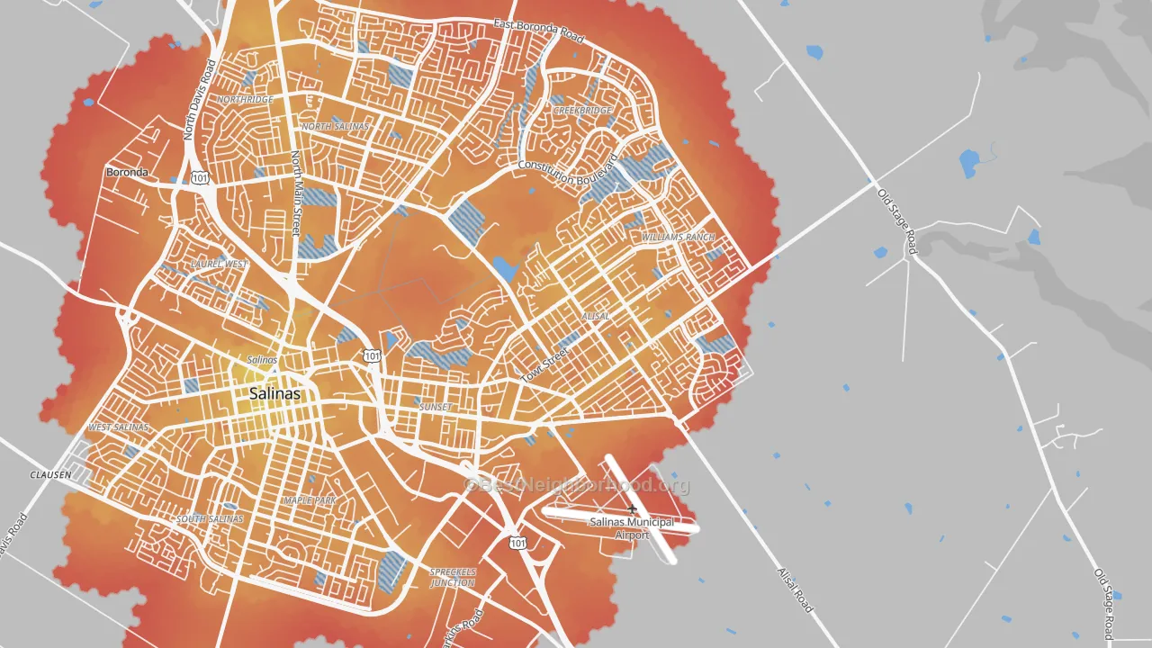 Transit Grade map of 93905, CA