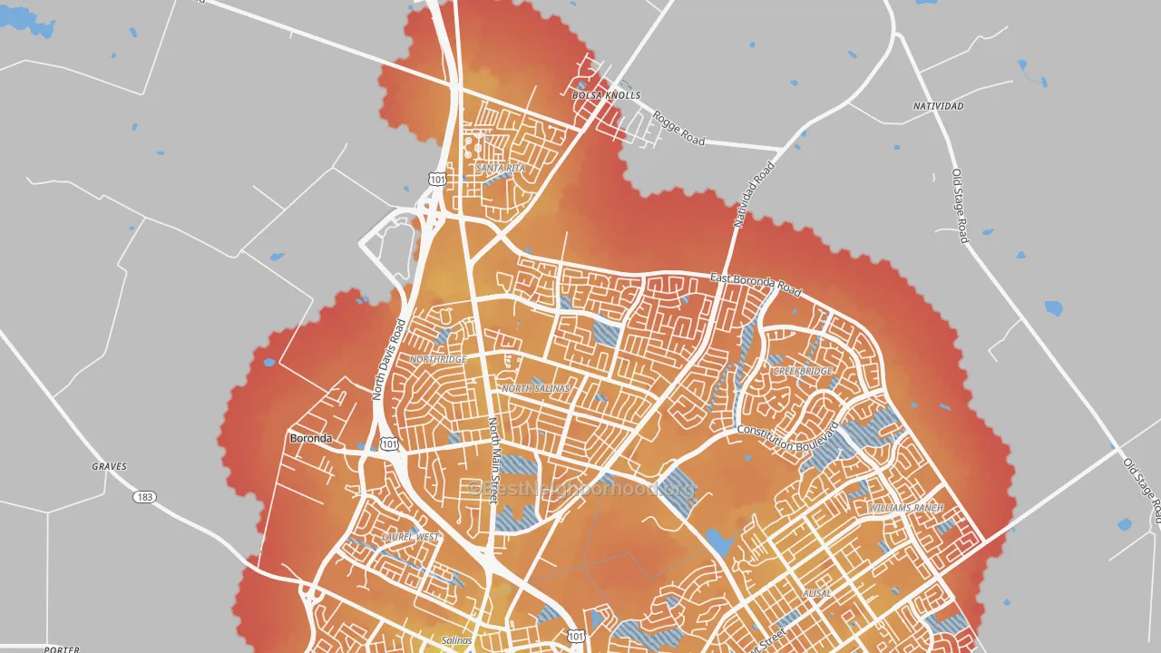 Transit Grade map of 93906, CA
