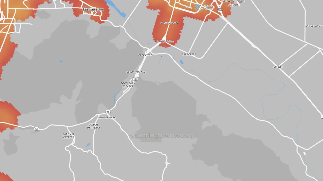 Transit Grade map of 93908, CA
