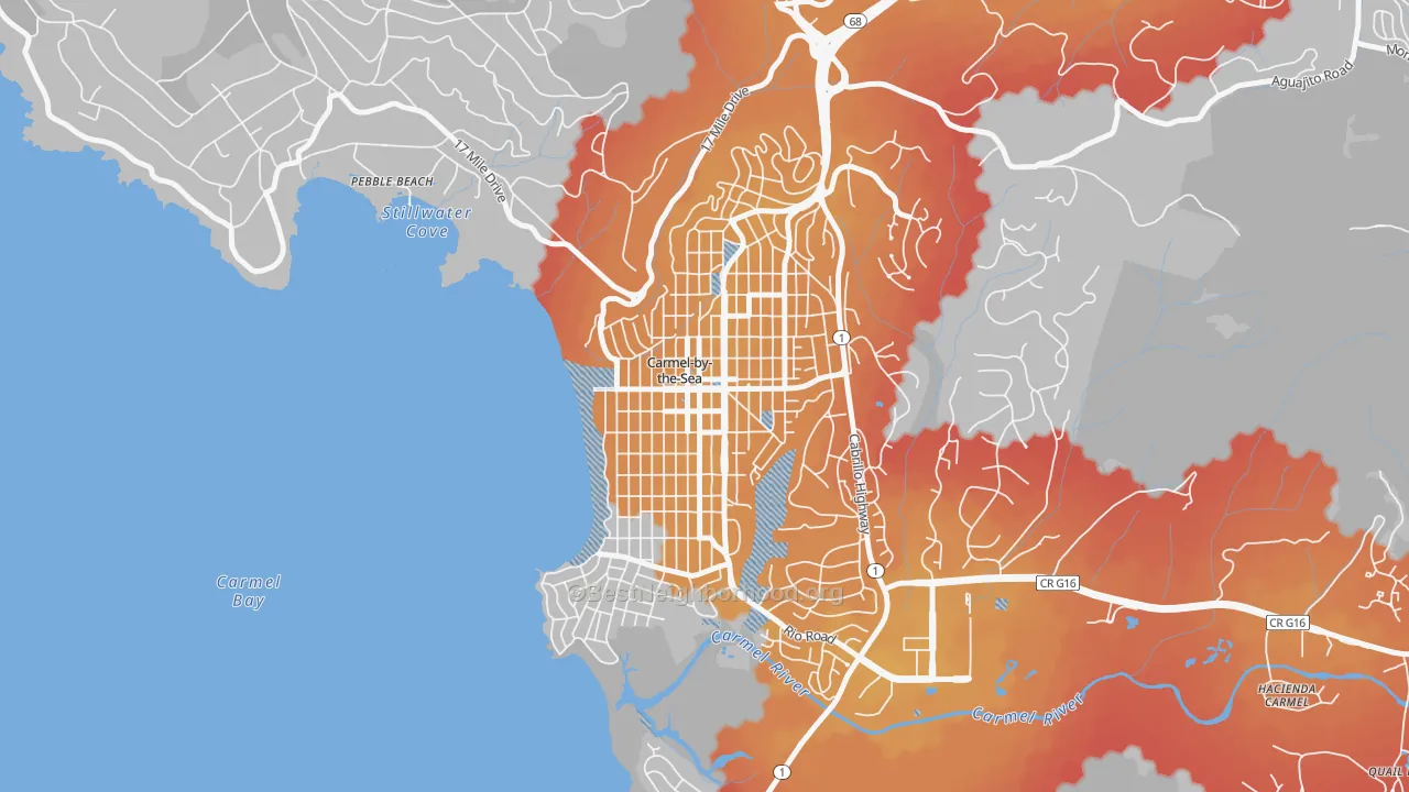 Transit Grade map of 93921, CA