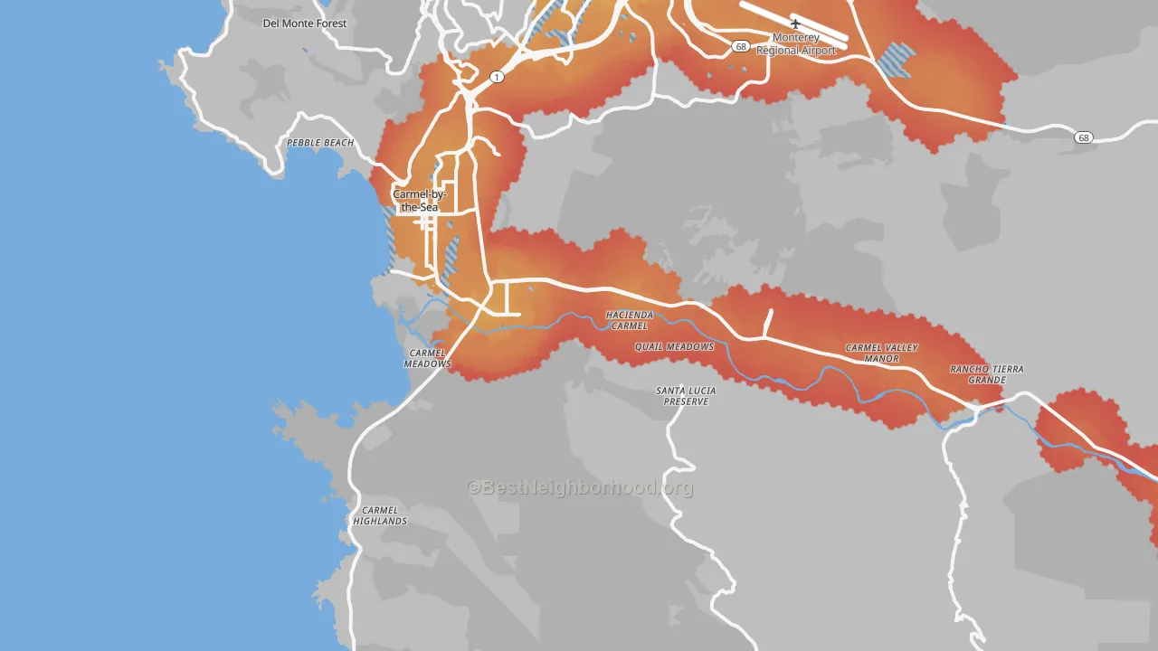 Transit Grade map of 93923, CA