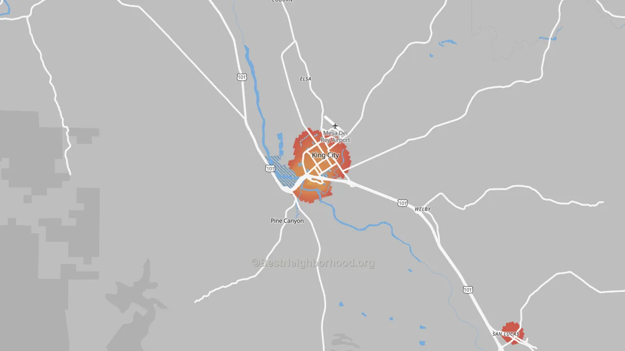 Transit Grade map of 93930, CA