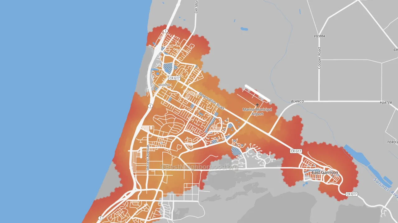 Transit Grade map of 93933, CA