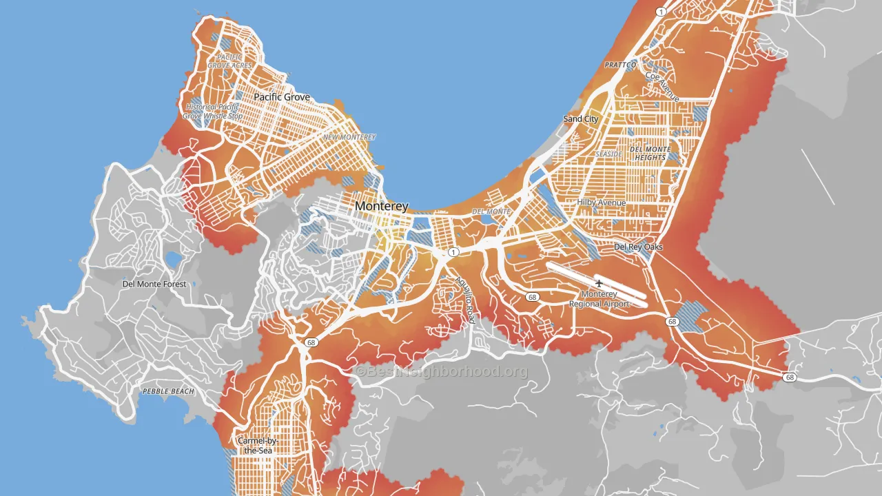 Transit Grade map of 93940, CA