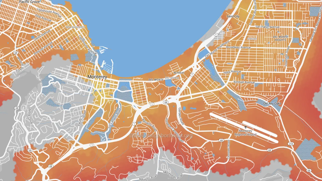Transit Grade map of 93943, CA