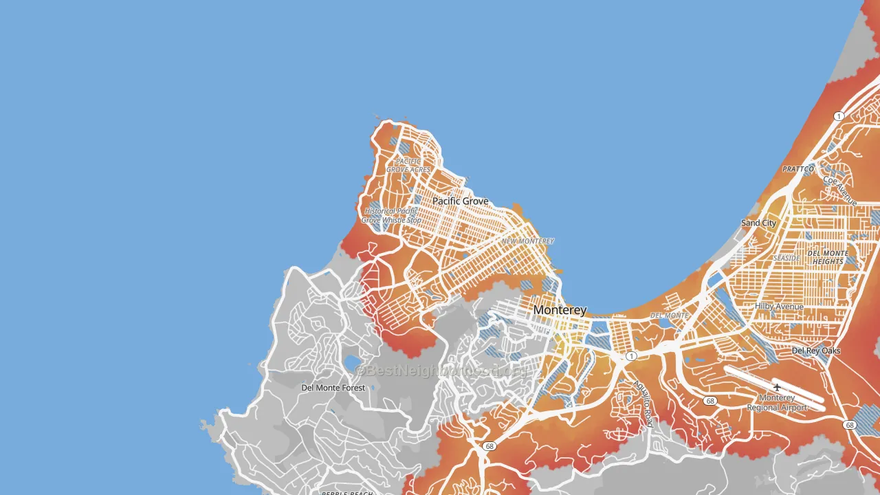 Transit Grade map of 93950, CA