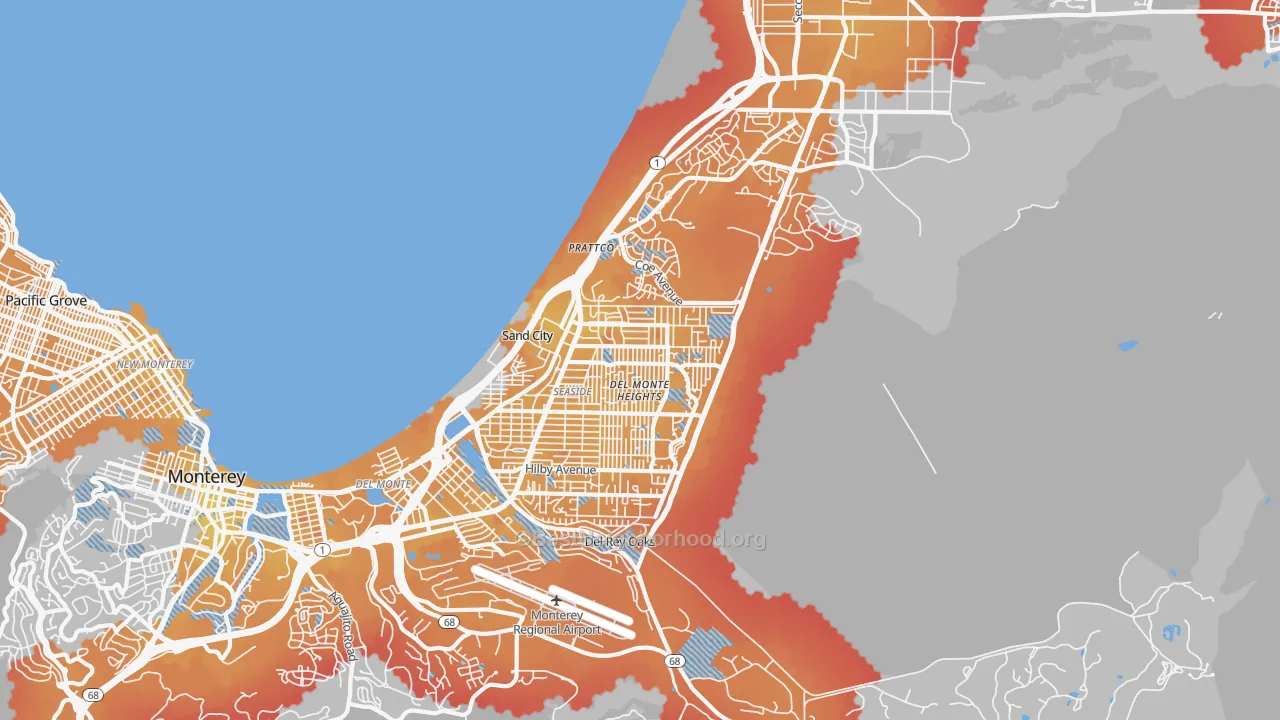 Transit Grade map of 93955, CA