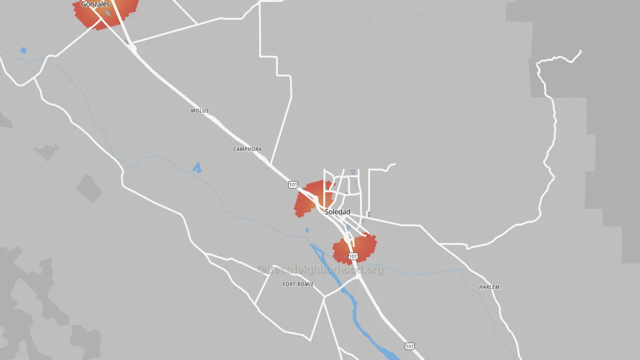 Transit Grade map of 93960, CA