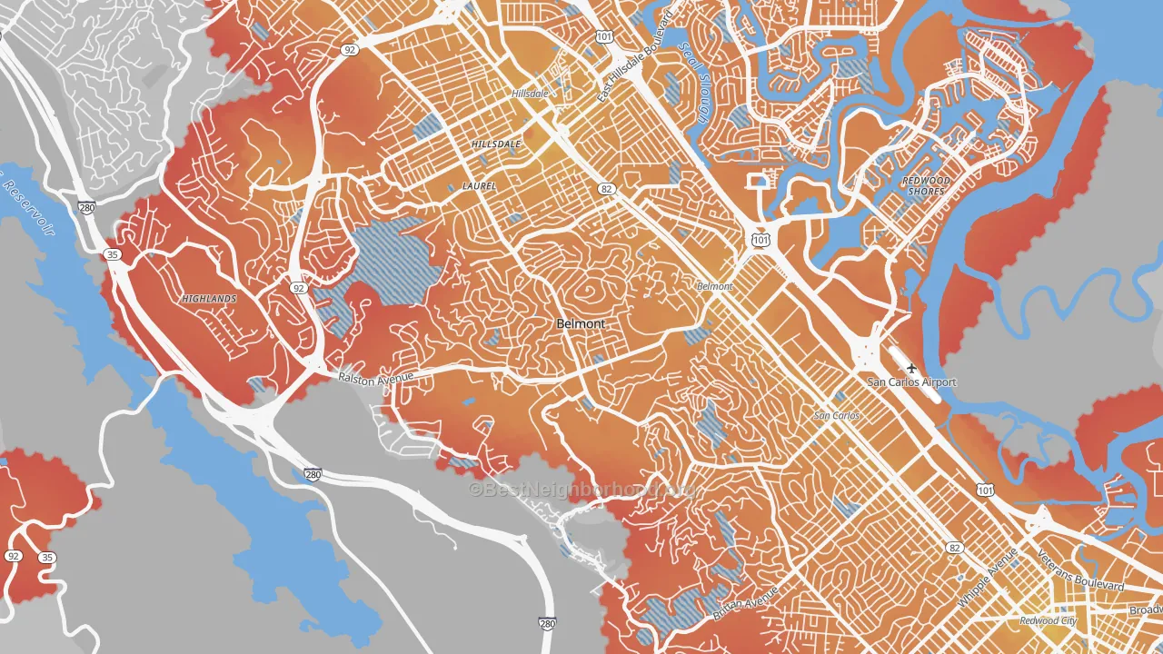 Transit Grade map of 94002, CA