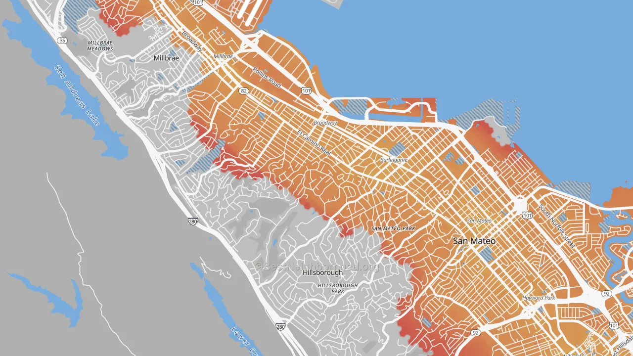Transit Grade map of 94010, CA