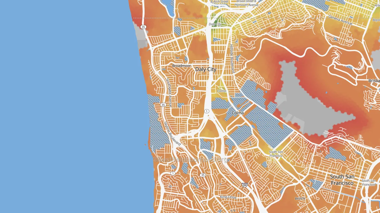 Transit Grade map of 94015, CA