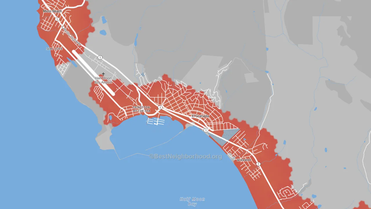 Transit Grade map of 94018, CA