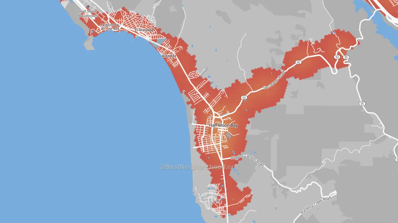 Transit Grade map of 94019, CA