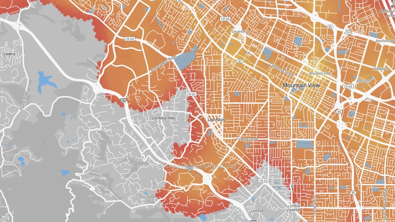Transit Grade map of 94022, CA