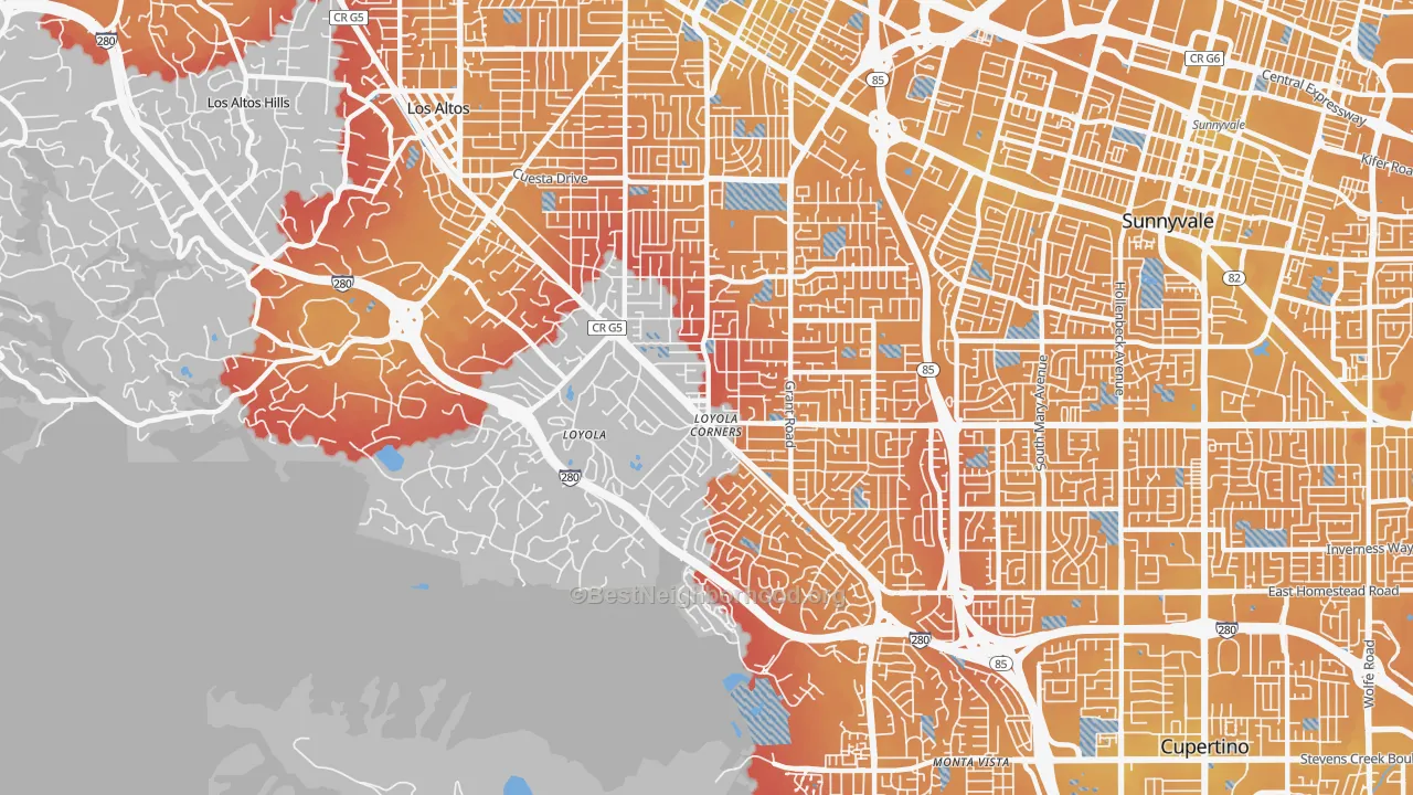 Transit Grade map of 94024, CA