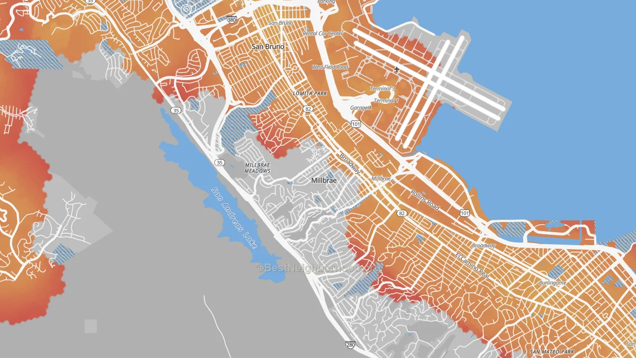 Transit Grade map of 94030, CA