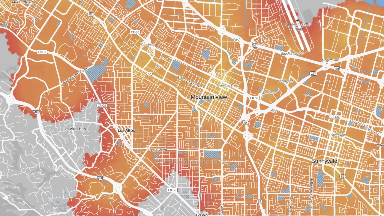 Transit Grade map of 94040, CA
