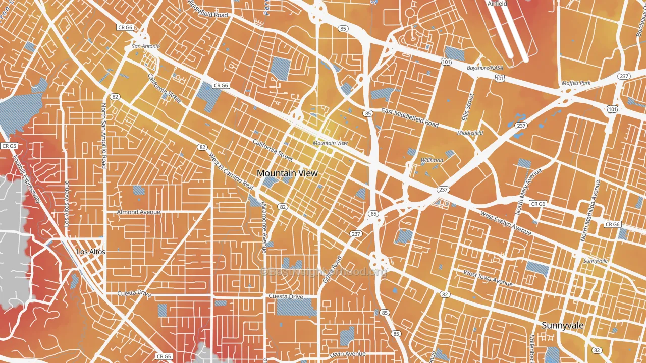 Transit Grade map of 94041, CA