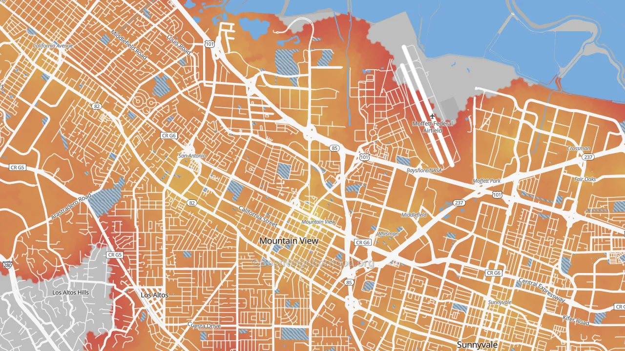 Transit Grade map of 94043, CA