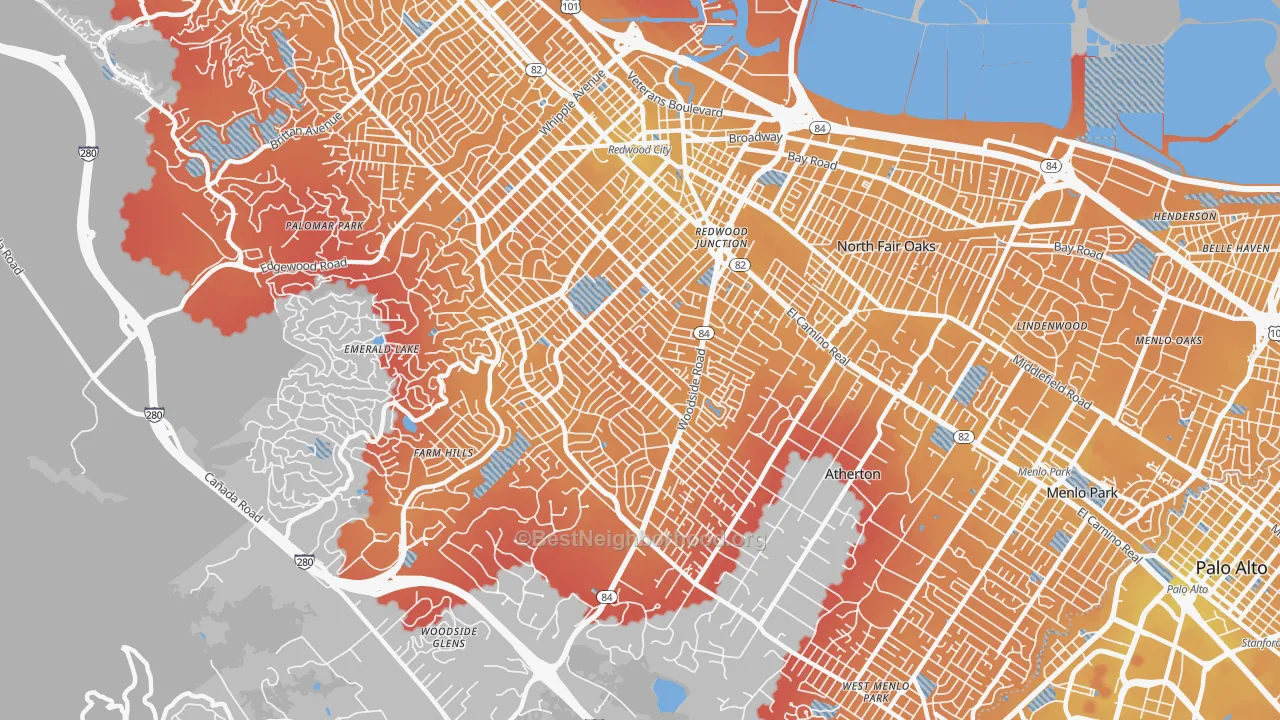Transit Grade map of 94061, CA