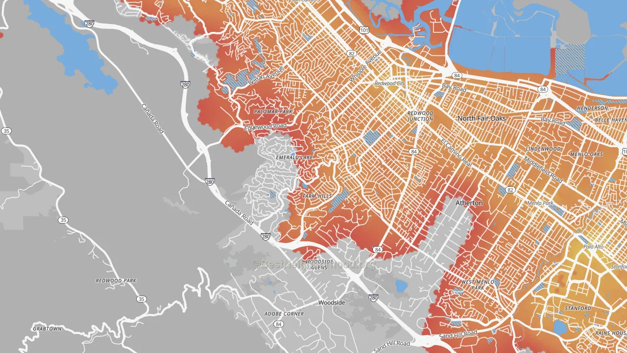 Transit Grade map of 94062, CA