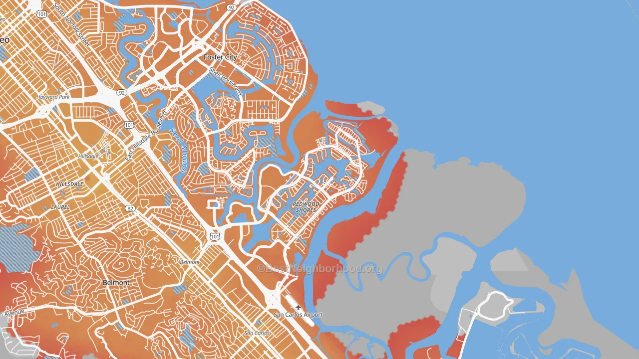 Transit Grade map of 94065, CA
